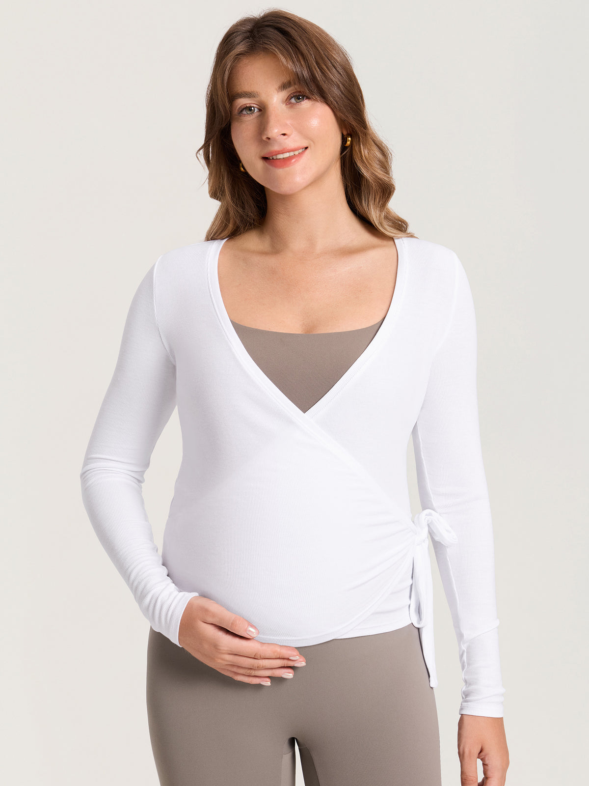Modal Rib Knit Maternity Ballet Wrap Top
